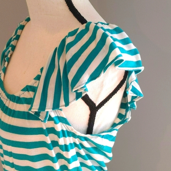 ✨Old Navy Teal & Cream Striped Dress - Picture 5 of 10